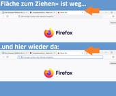 Firefox-Tabbereich ohne und mit Anfassbalken