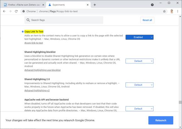 Screenshot Chrome-Flags