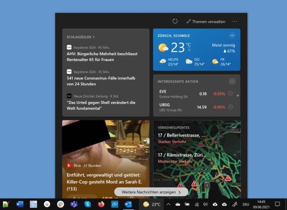 Screenshot Windows-10-Funktion Neuigkeiten und Interessante Themen 