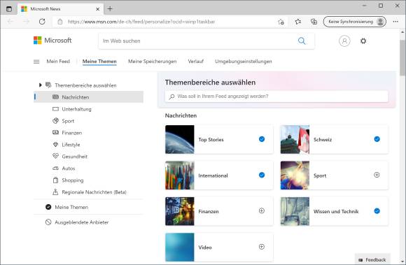 Screenshot Themen anpassen