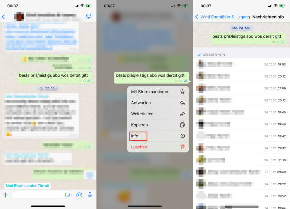 Screenshots mit dem Vorgehen unter iOS