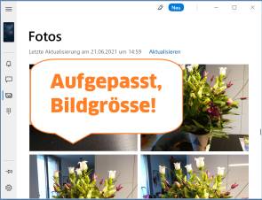 Screenshot Ihr-Smartphone-App mit Text Aufgepasst, Bildgrösse 