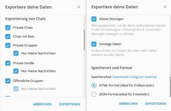 Screenshots Telegram-Export