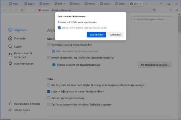 Screenshot Firefox-Info über Anzahl geöffnete Fenster und Tabs