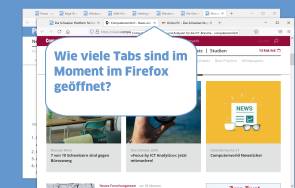Screenshots zweier Firefox-Fenster mit mehreren geöffneten Tabs 