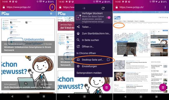 Screenshots PCtipp-Webseite im Smartphone-Webbrowser