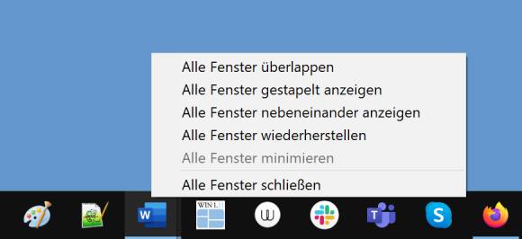 Screenshot Fenstermenü