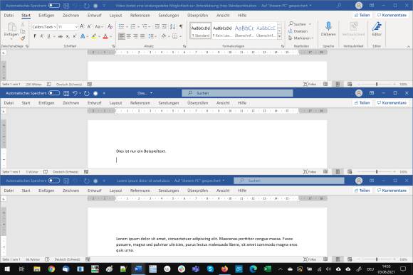 Screenshot dreier Word-Dateien übereinander angeordnet