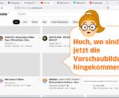 Screenshot YouTube mit fehlenden Vorschaubildern