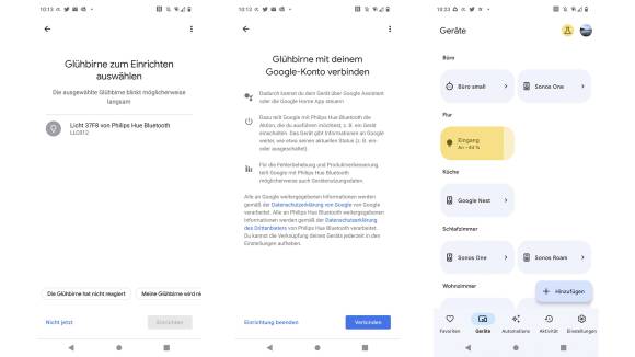 Google-Home-Beta-App mit Hue-Lampe 
