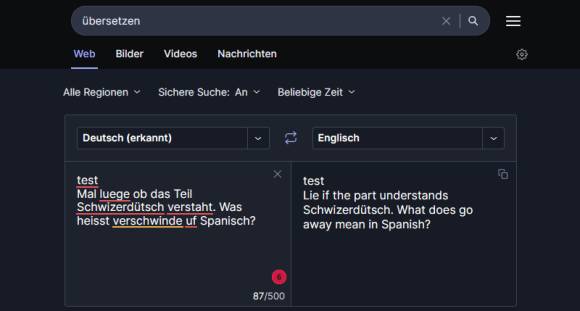 Die Übersetzungsfunktion von Startpage