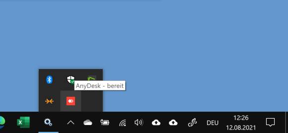 Screenshot Infobereich mit AnyDesk-Symbol