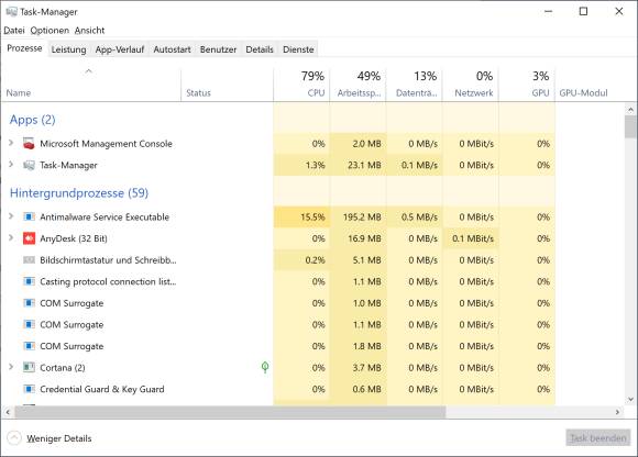 Screenshot AnyDesk-Task im Taskmanager