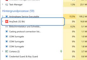 Screenshot-Ausschnitt Task-Manager mit AnyDesk-Task 