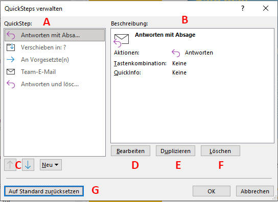 Bild 9: Ordnen Sie die QuickSteps nach Wichtigkeit