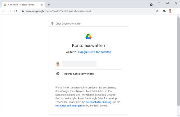 Screenshot Anmeldung im Browser