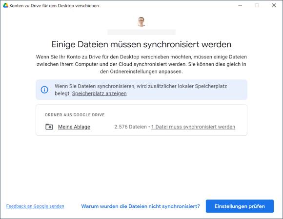 Screenshot Einrichtungsdialog