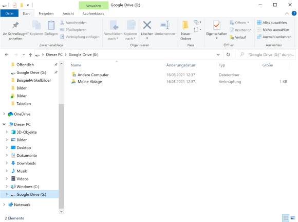 Screenshot Drive-Ordner im Explorer