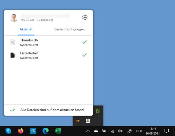 Screenshot Google-Drive-Menü