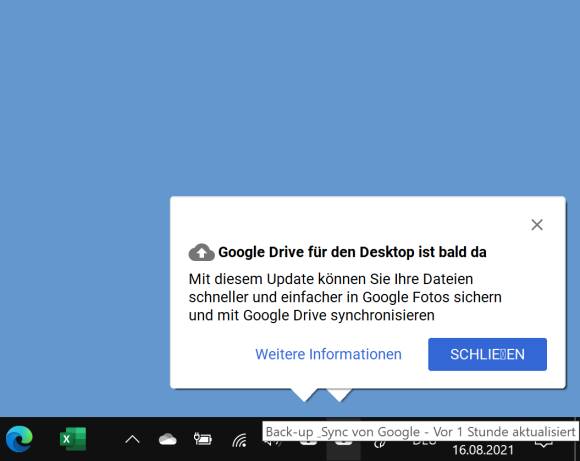 Screenshot der lästigen Google-Drive-Meldung 