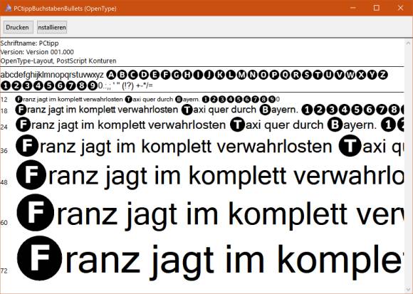 Screenshot Windows-Fontvorschau