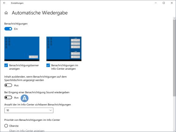 Screenshot Soundeinstellung der Benachrichtigung