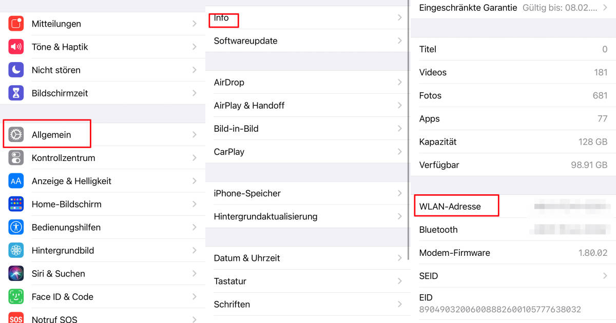 iOS/iPad OS So finden Sie Ihre MACAdresse heraus pctipp.ch