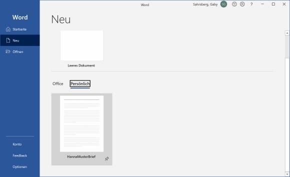 Unter «Persönlich» finden Sie Ihre eigenen Vorlagen