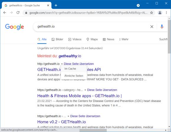 Screenshot Google-Suchresultat