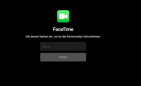 Screenshot zeigt FaceTime im Webbrowser