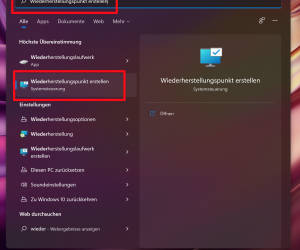 Startmenü mit dem Befehl 