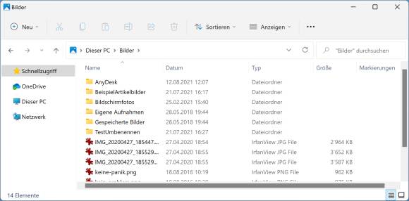 Screenshot eines Explorer-Fensters nach der Einstellungsänderung