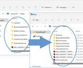 Screenshots zweier Explorerfenster, vorher und nachher