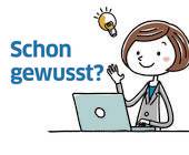 Cartoon-Figur an einem Notebook