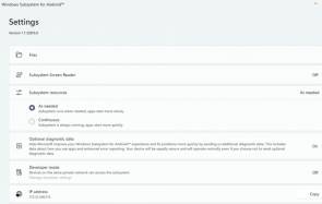 Screenshot Einstellungen von Windows Subsystem for Android 