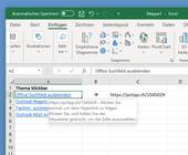 Screenshot Excel mit zu extrahierenden Links