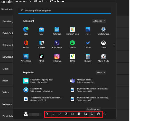 Screenshot Windows 11 Startmenü 