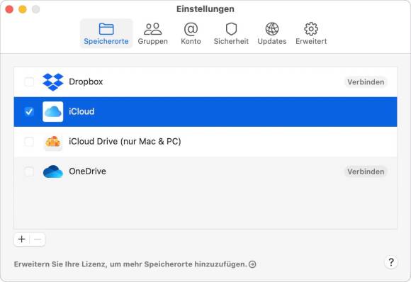 Boxcryptor-Einstellungen auf dem Mac