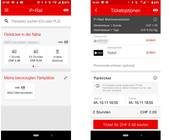 Zwei Screenshots P+Rail-App auf dem Smartphone