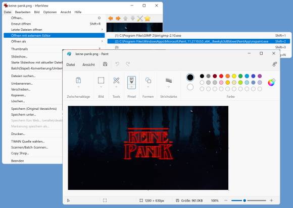 Screenshots Irfanview und MS Paint 