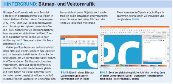 Box mit Kurzerklärung Bitmap- und Vektorgrafik