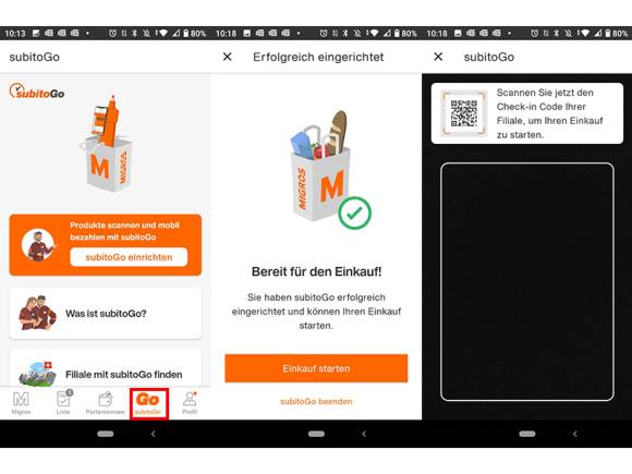 Screenshots SubitoGo-Einrichtung 