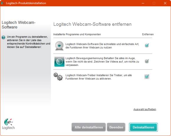 Screenshot Deinstallations-Assistent