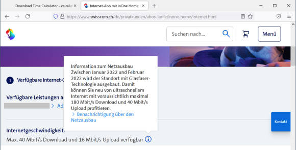 Screenshot Swisscom Netzausbau