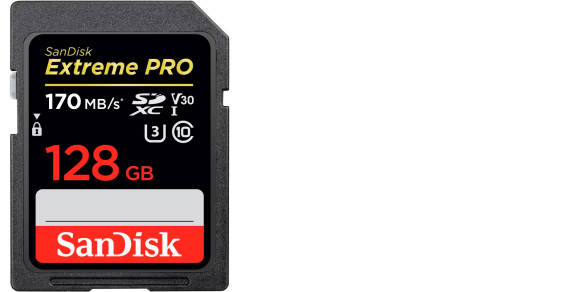 Selbst hochwertige Speicherkarten sind viel zu günstig, um zu knausern SD-Speicherkarte von SanDisk mit einer Kapazität von 128 Gigabytes