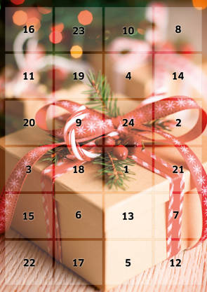 Ein Adventskalender mit 24 geschlossenen Türchen 