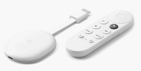 Weisser Google Chromecast mit weisser Fernbedienung 