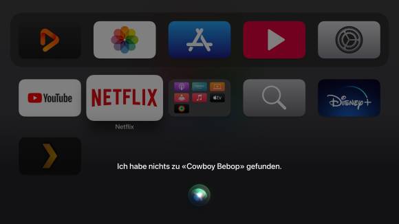 Der Screenshot zeigt, dass nichts zum Thema «Cowboy Bebop» gefunden wurde