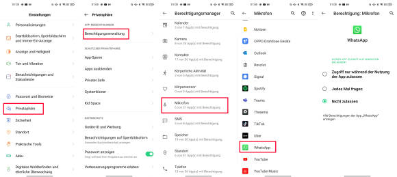 Screenshots zu Mikrofon-Berechtigung unter Android 