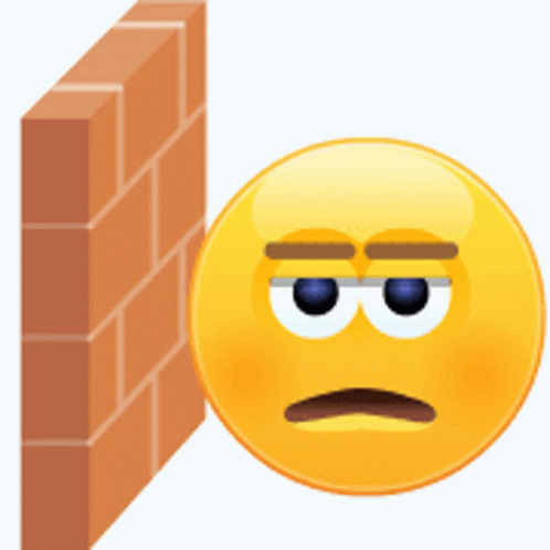 Verärgertes Smily rennt wiederholt gegen eine Wand